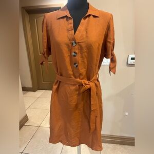 Elegant Button-Front Midi Dress in Terracotta
